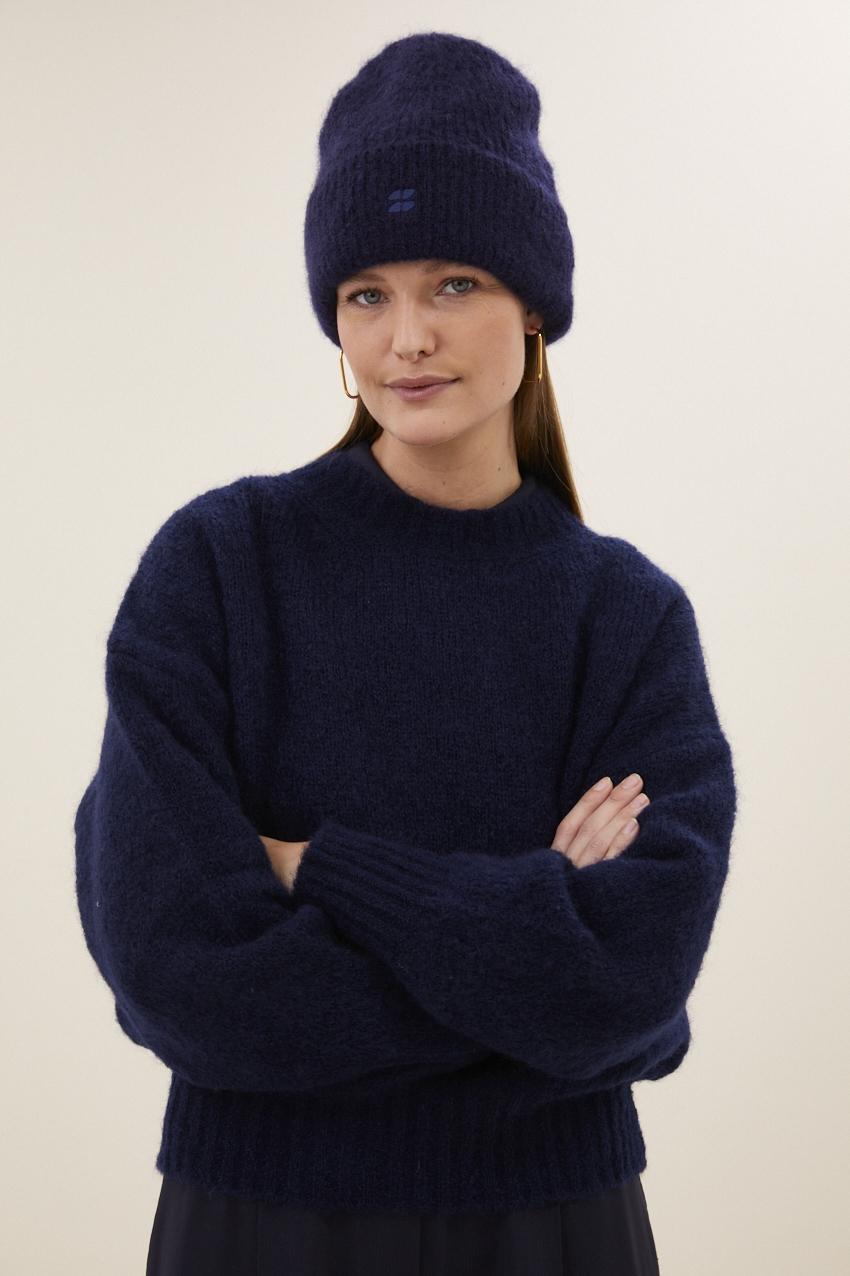 By-Bar Logo Beanie Midnight unisex Mütze Mohair dunkelblau